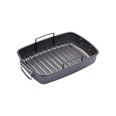 MasterClass Non-Stick Roaster with Rack, 40x28x7.5cm, Display Boxed in Grey | Size: 40x28x7.5 cm