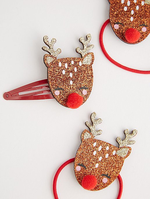 Reindeer Christmas Hair Clips and Bobbles 2 Pack | Kids | George at ASDA