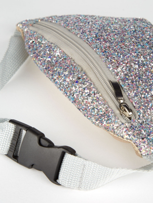 silver glitter bum bag