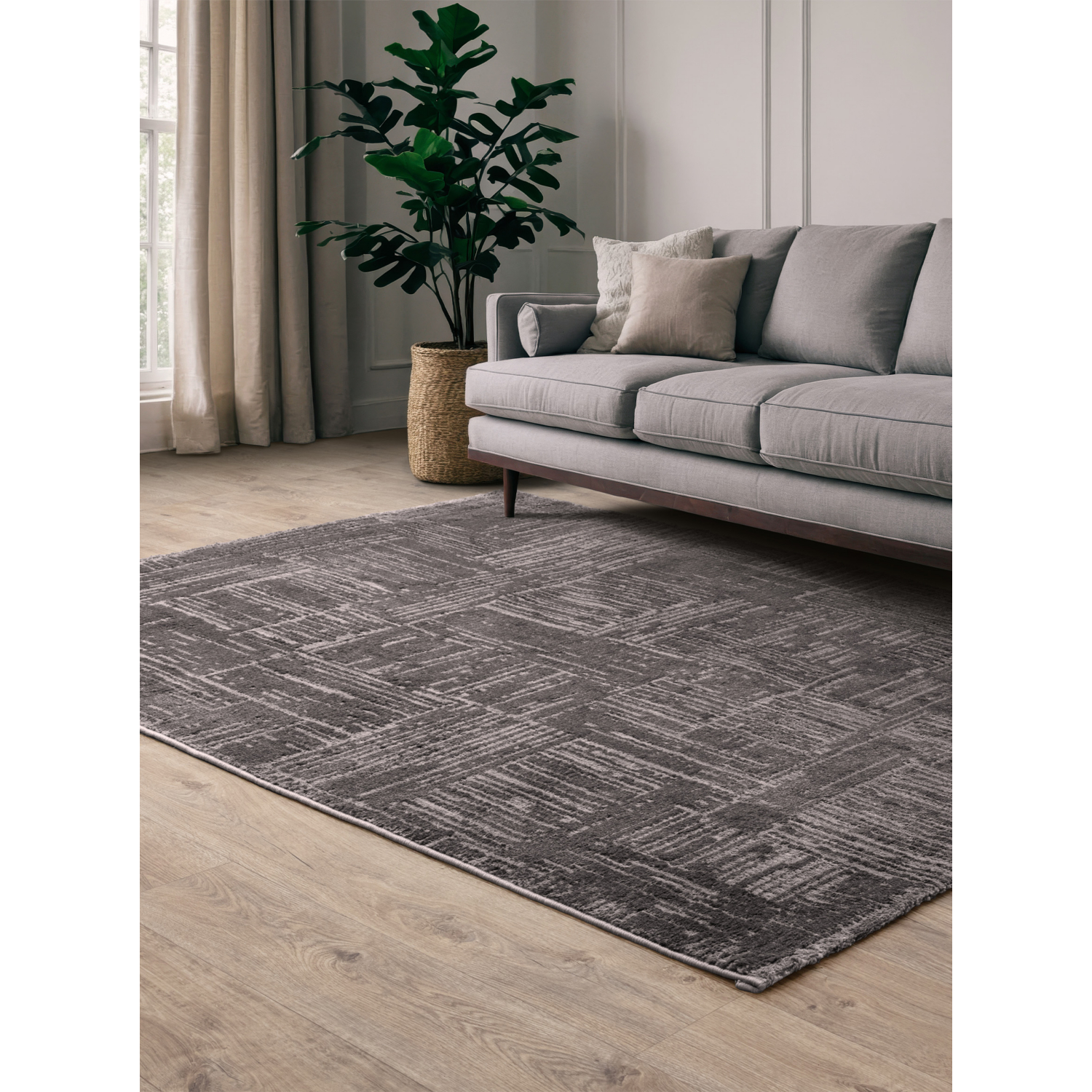 George Charcoal Grey The Rug Edit Axel Grid Charcoal Rug