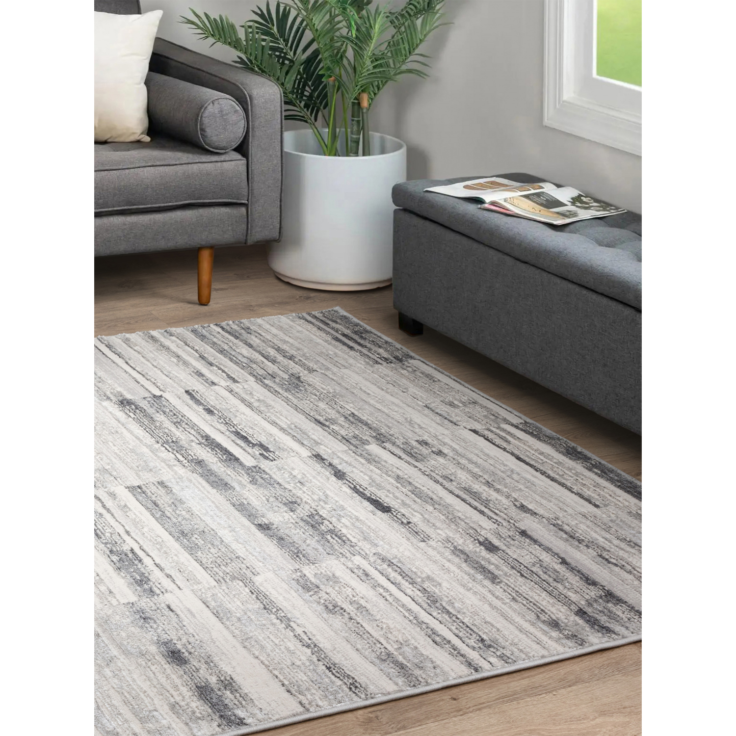 George Charcoal Grey The Rug Edit Ritz Stripe Charcoal Rug