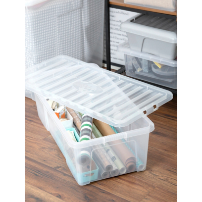 Wham Crystal Clear Storage Box with Lid 62L - Set of 3, Clear