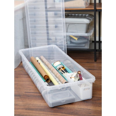 Wham Crystal Boxes 55 Litre Pack of 2 Plastic Storage Boxes, Clear