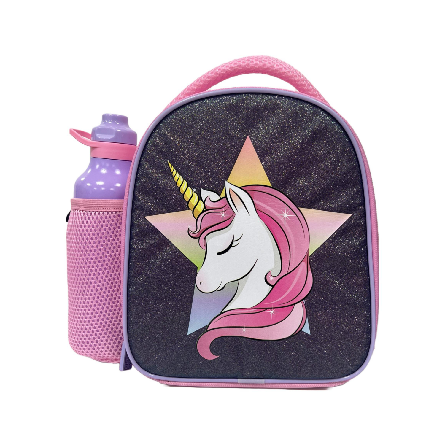Polar Gear Dark Purple & Light Pink Unicorn Lunch Bag & Bottle Set