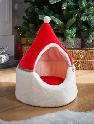 Red Christmas Santa Hat Cat Bed