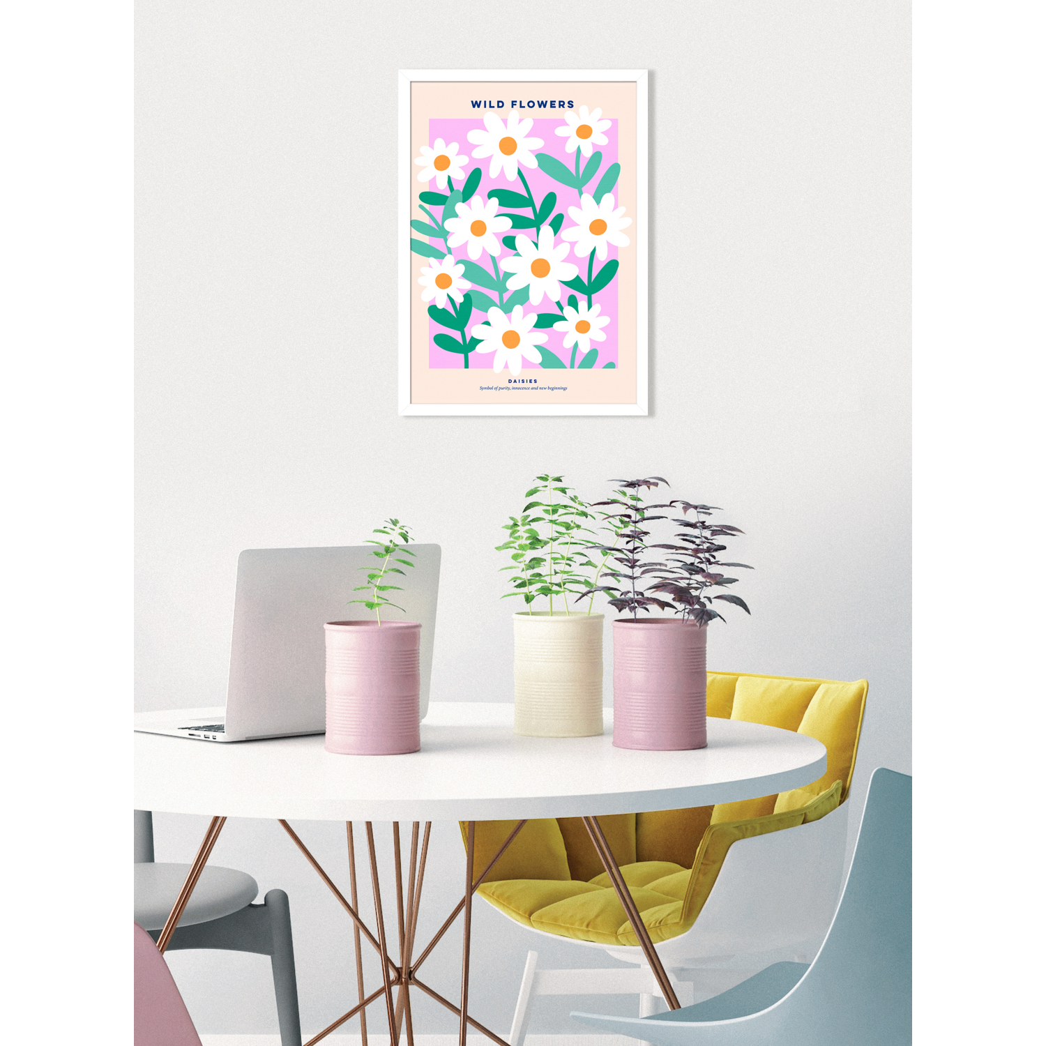 George Multi The Art Group - Dominique Vari 'Wild Flowers Daisies' A2 Print