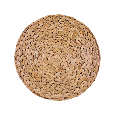 Creative Tops Pack Of 4 Round Placemats, Water Hyacinth 30cm, Tagged in Brown
