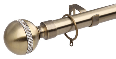 Brass Extendable Curtain Pole With Diamante Ball Finials Home