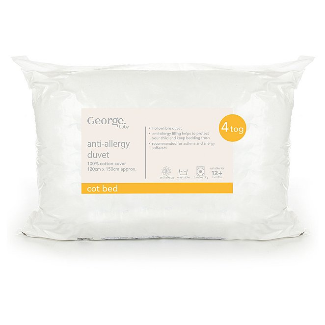 Anti Allergy 4 Tog Filled Duvet Cotbed Home George
