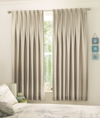 George Home Natural Faux Silk Bedroom Curtains Curtains Blinds   5052449761818