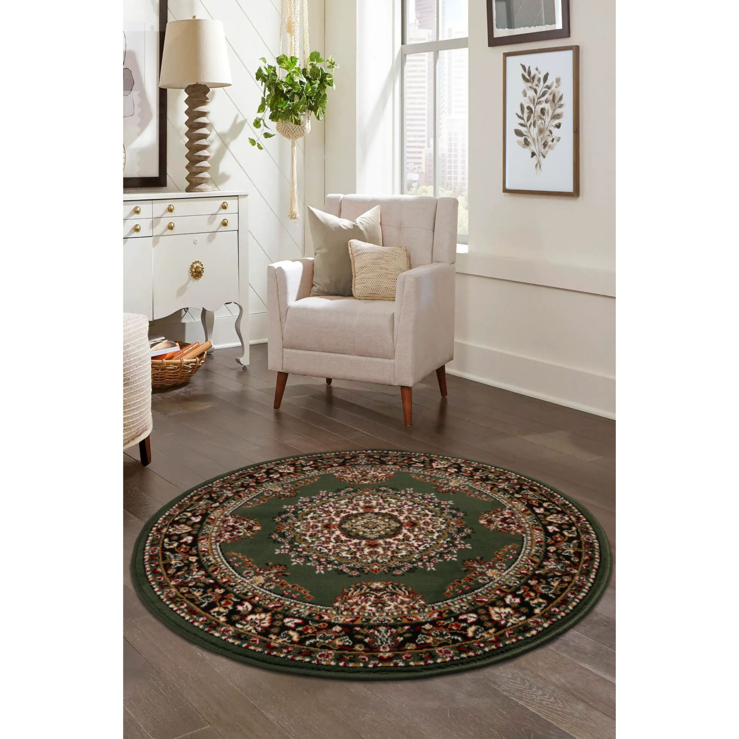 George Home Green Maker Maestro Traditional Circle Rug