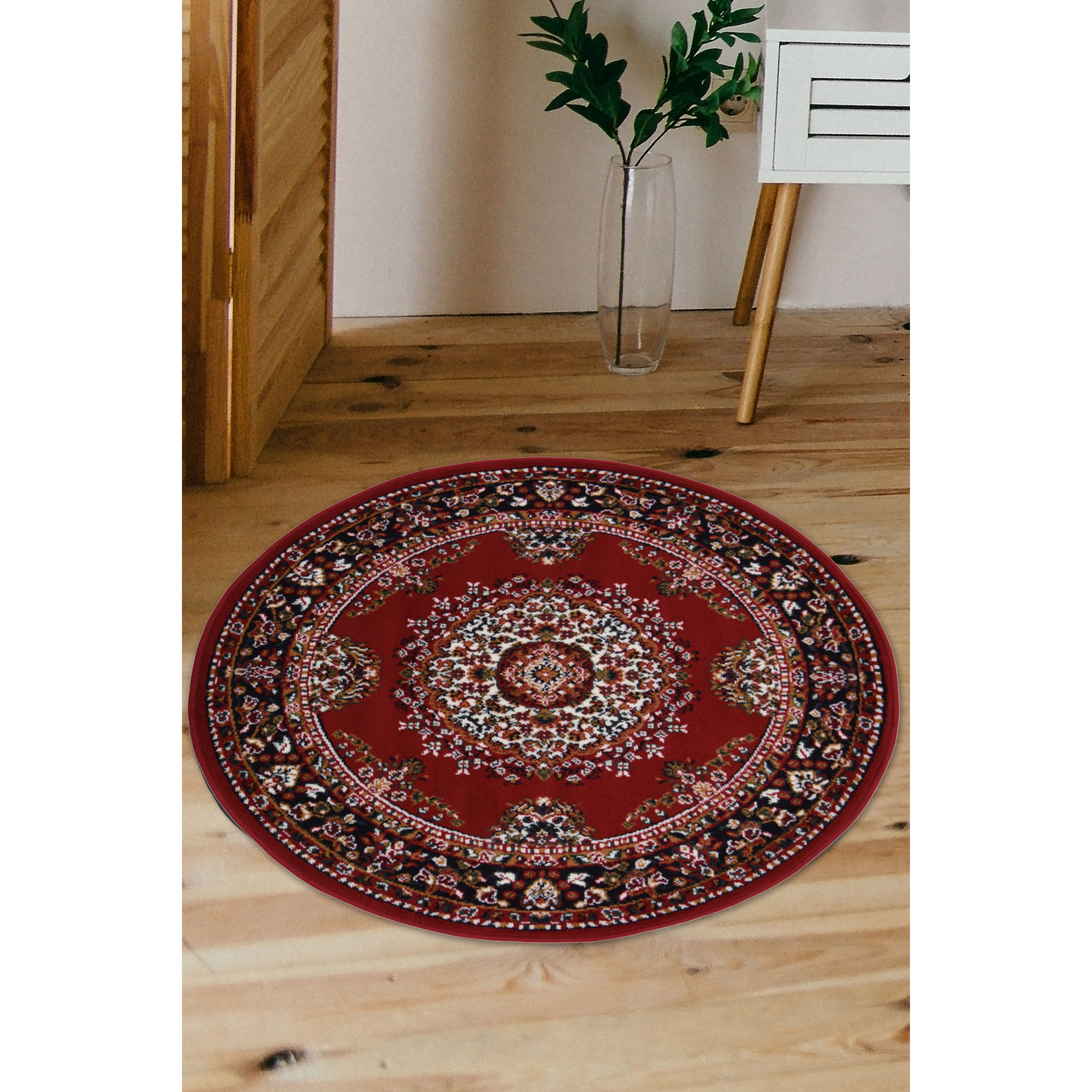 George Home Red Maker Maestro Traditional Circle Rug