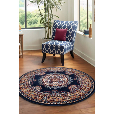 Maestro Trad Navy Circle 120 X 120cm Rug, Blue
