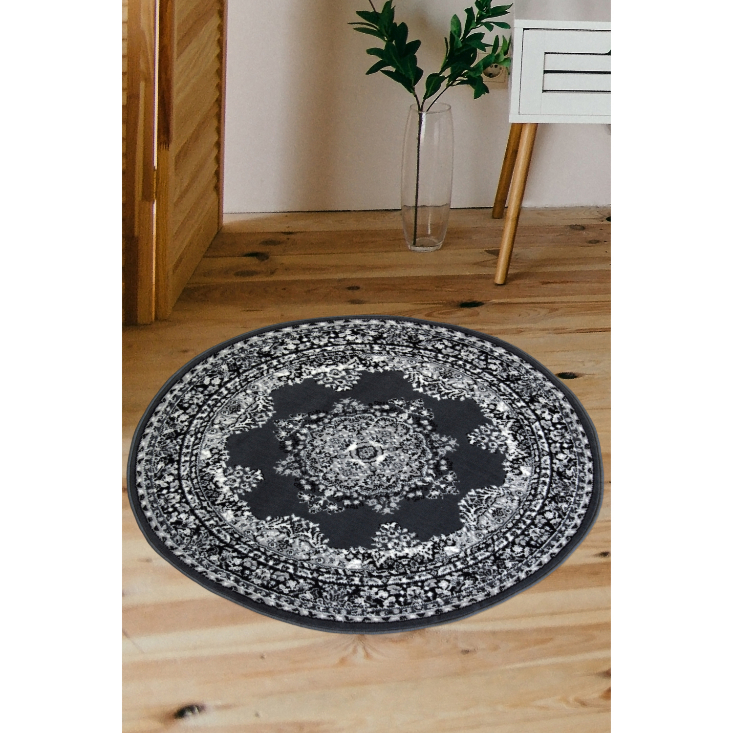 George Home Grey Maker Maestro Traditional Circle Rug