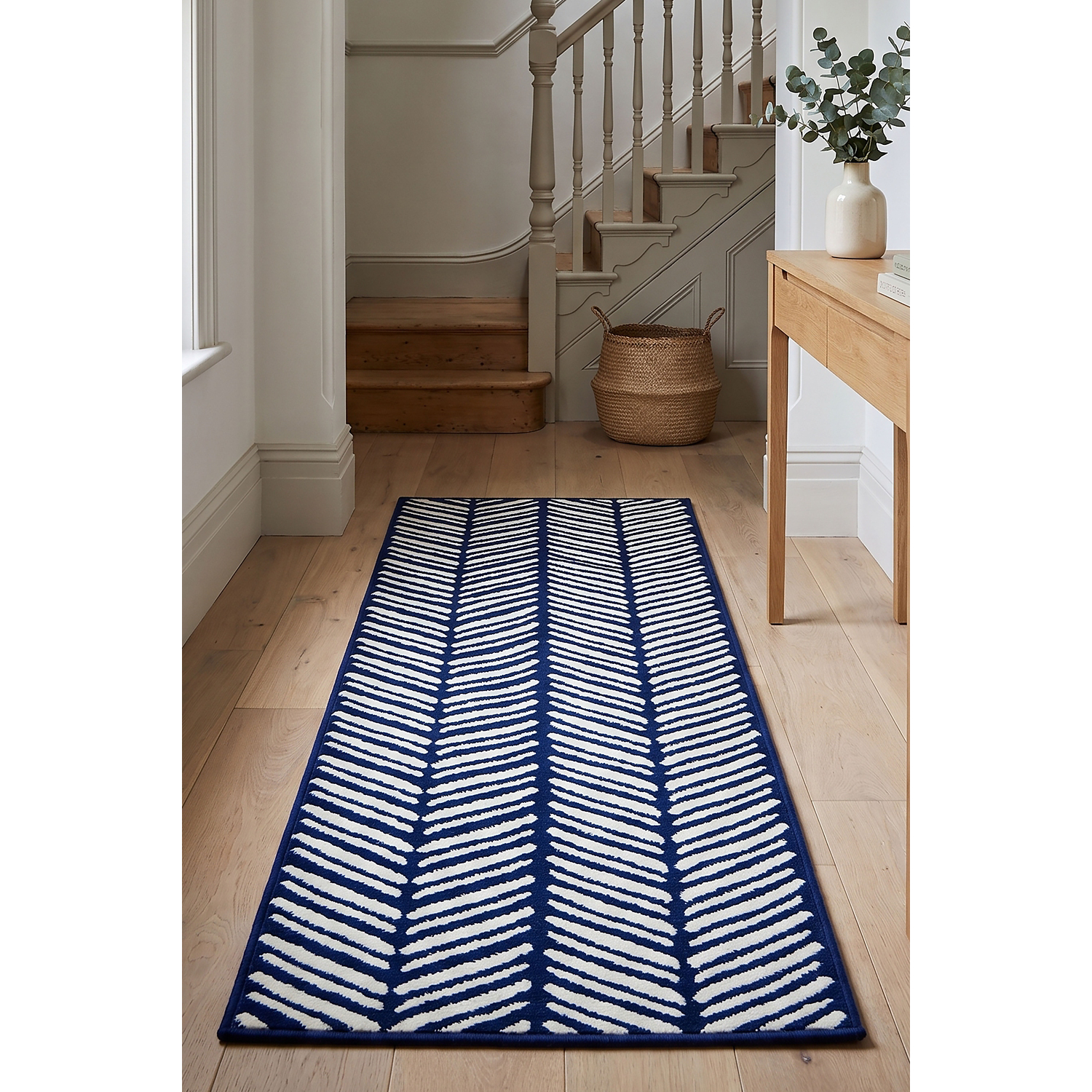 George Home Navy Maker Maestro Easycare Herringbone Rug