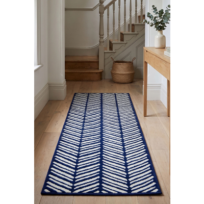 Homemaker Mestro Herringbone Navy 80X150Cm Rug, Blue