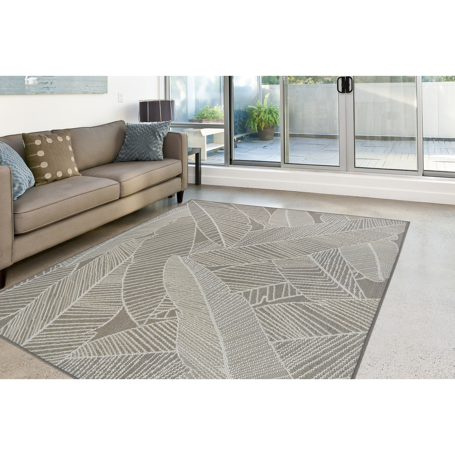 George Natural Relay Leaf Indoor & Outdoor Rug
