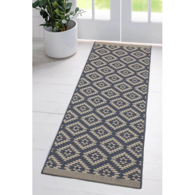 Homemaker Indoor Outdoor Geo Rug Navy 067X200Cm, Blue