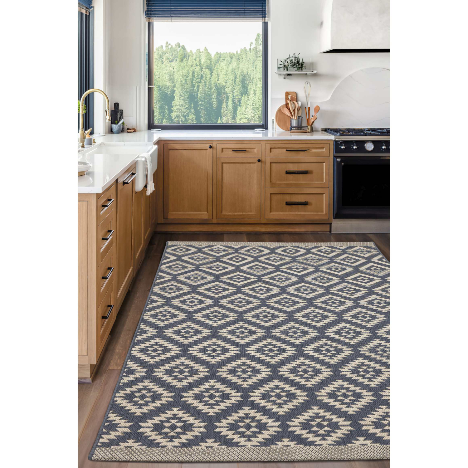 George Home Navy Maker Indoor & Outdoor Tile Rug