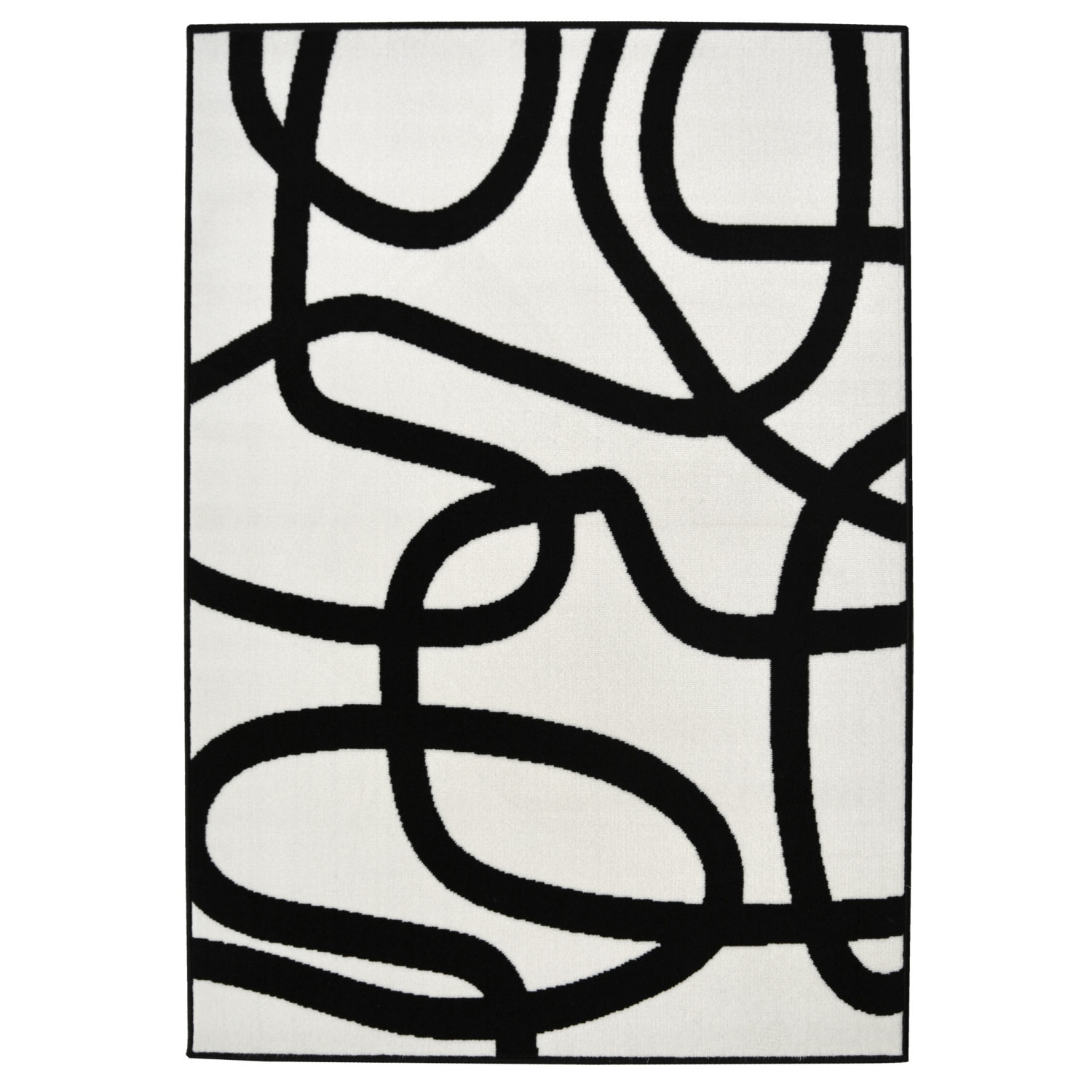 George Home White Maker Squiggle Rug Monochrome