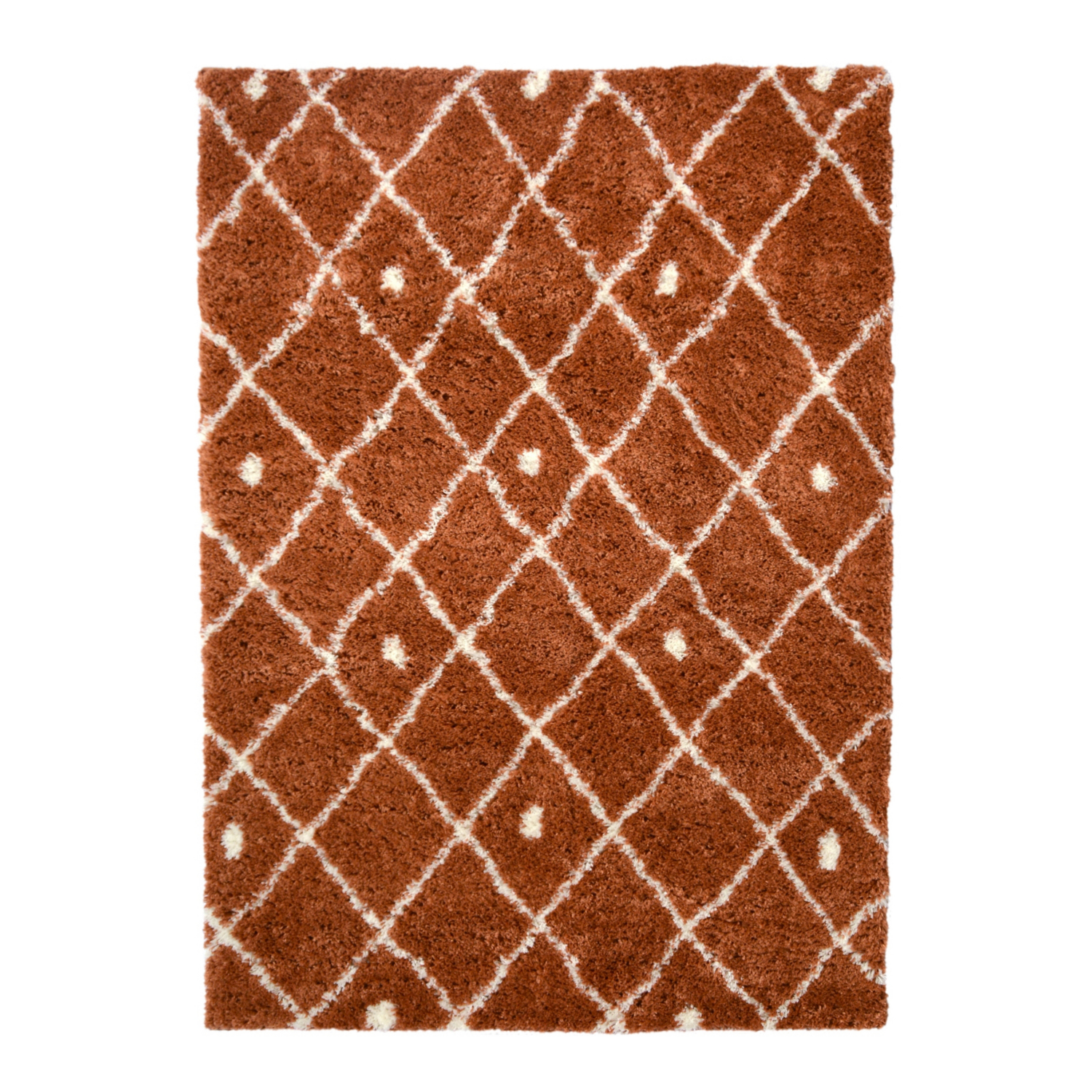 George Home Terracotta Maker Scandi Style Diamond Spot Shaggy Rug