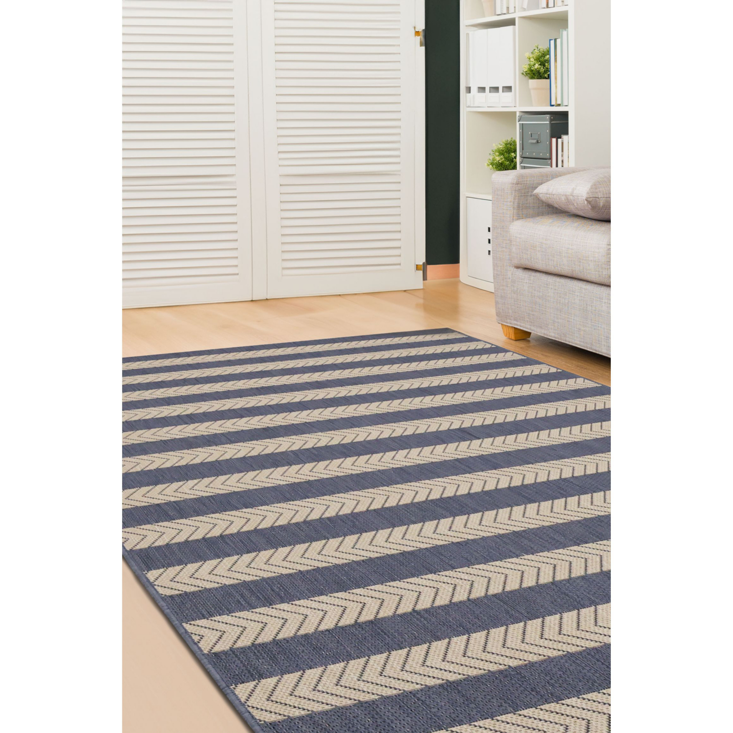 George Home Navy Maker County Stripe Rug
