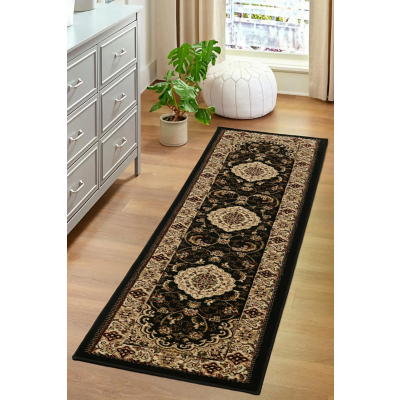 Homemaker Victoria Traditional Black 60X230 Rug, Black