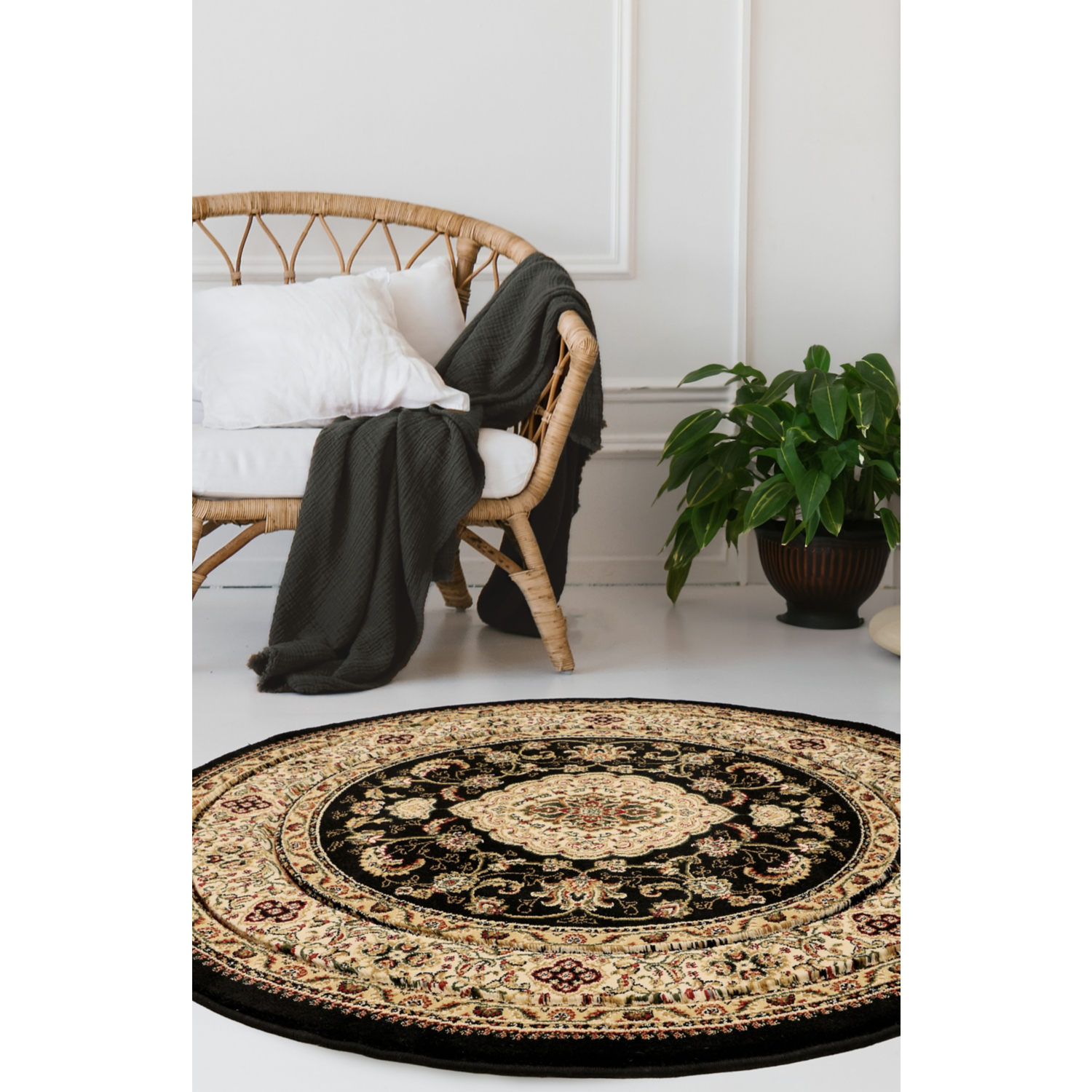 George Home Black Maker Victoria Circle Rug