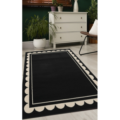 George Home Black Maker Maestro Scallop Border Rug