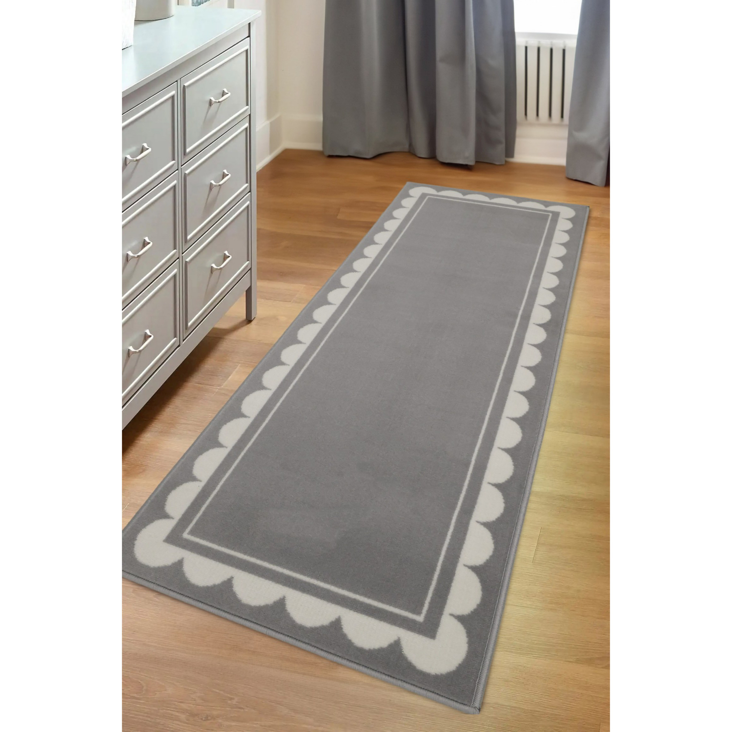 George Home Grey Maker Maestro Scallop Border Runner