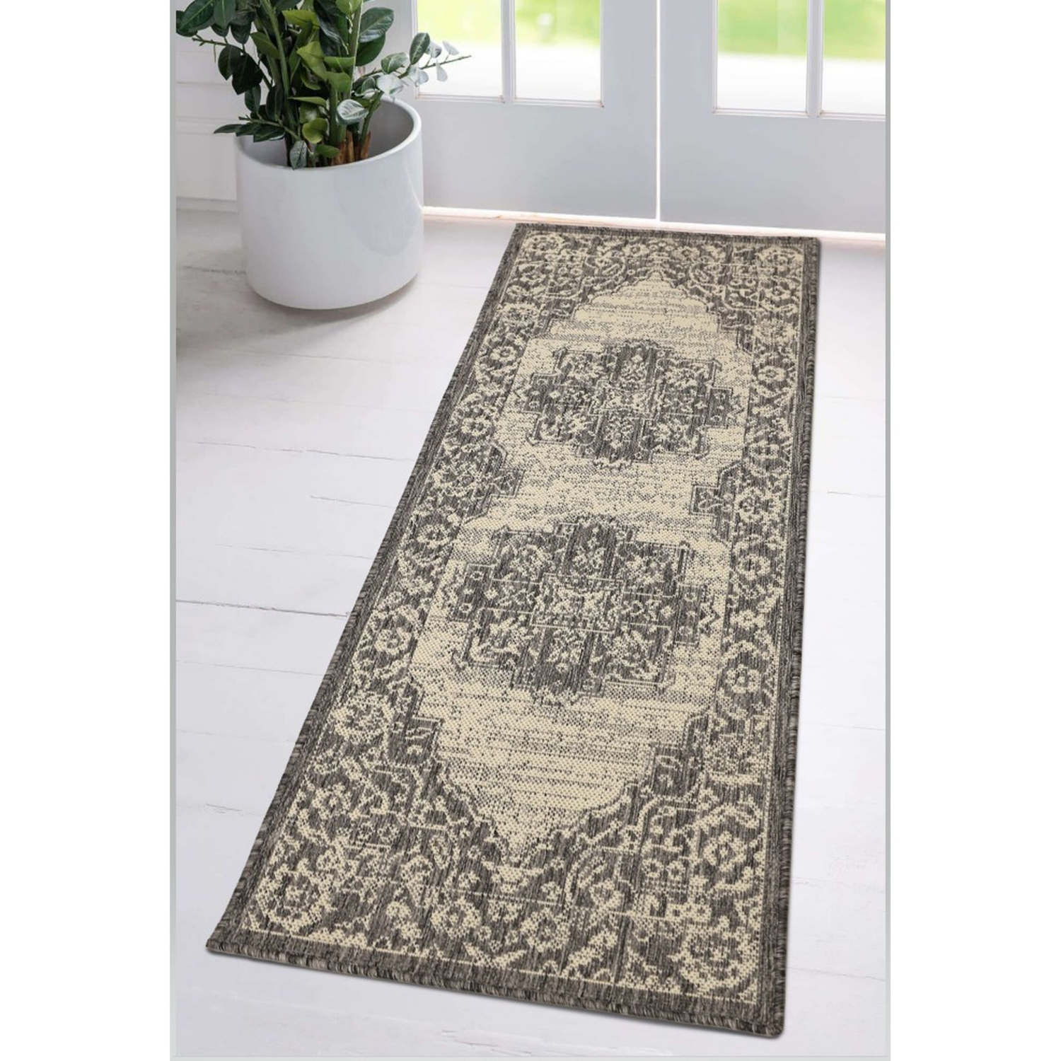 George Home Grey Maker Gel Backed Medallion Runner