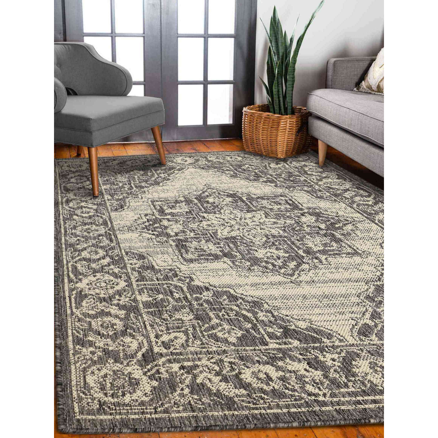 George Home Grey Maker Gel Backed Medallion Rug