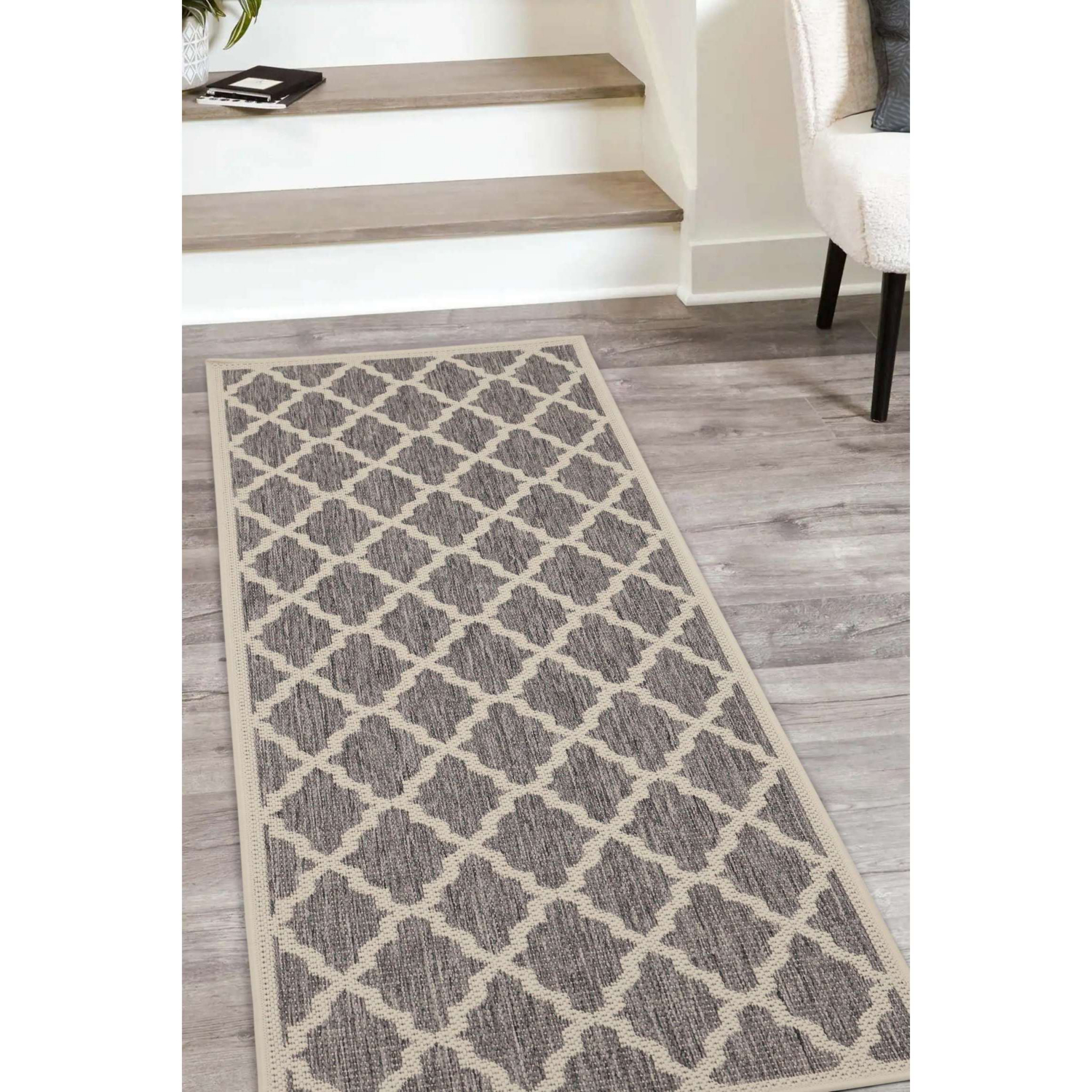 George Home Grey Maker Gel Backed Trellis Runner