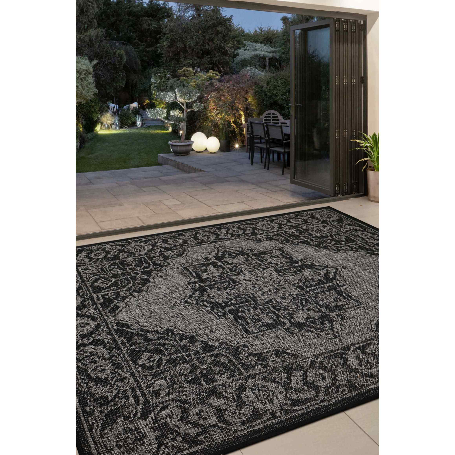 George Home Black Maker Gel Backed Medallion Rug