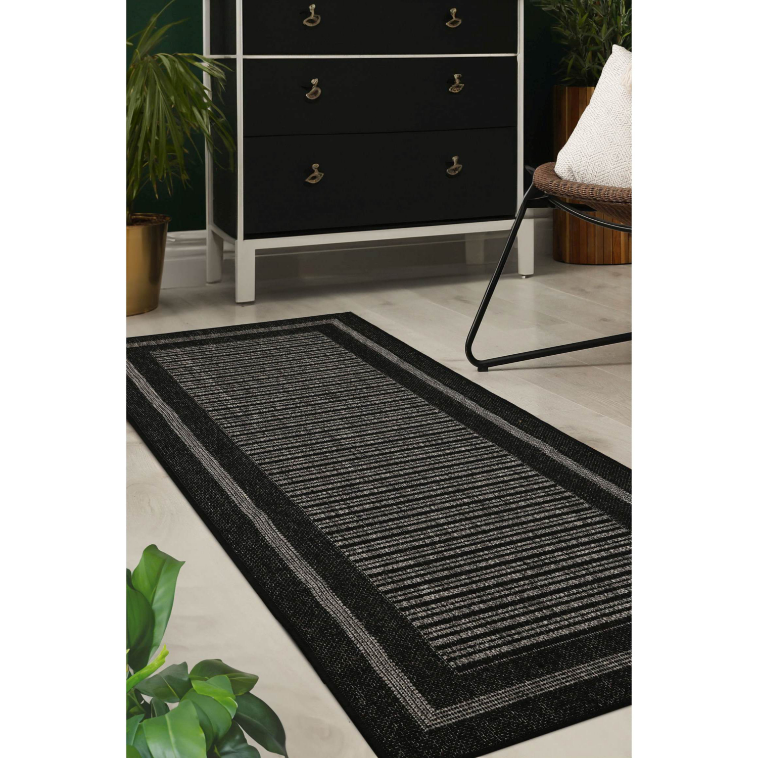 George Home Black Maker Gel Backed Border Runner