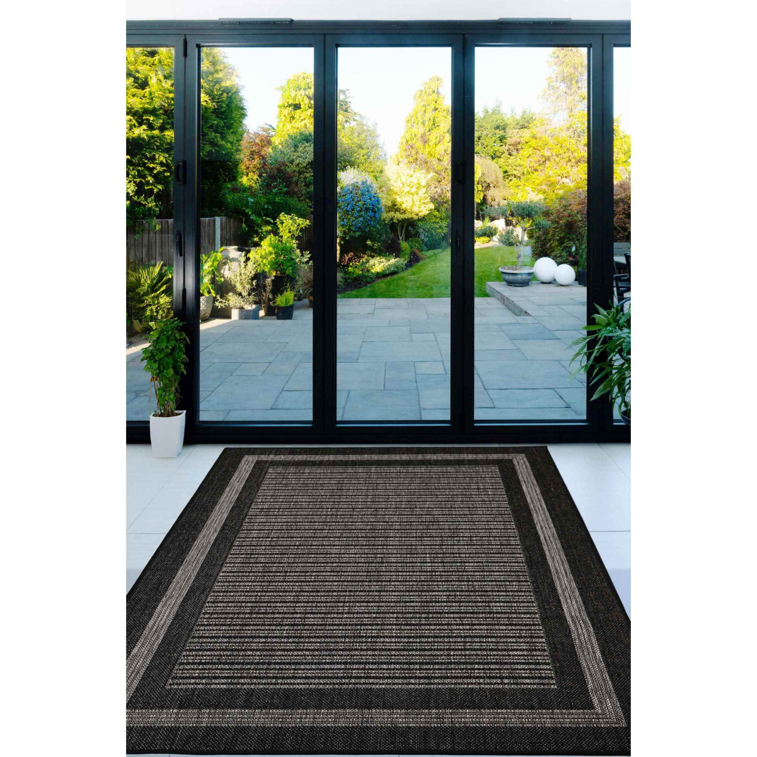 George Home Black Maker Gel Backed Border Rug