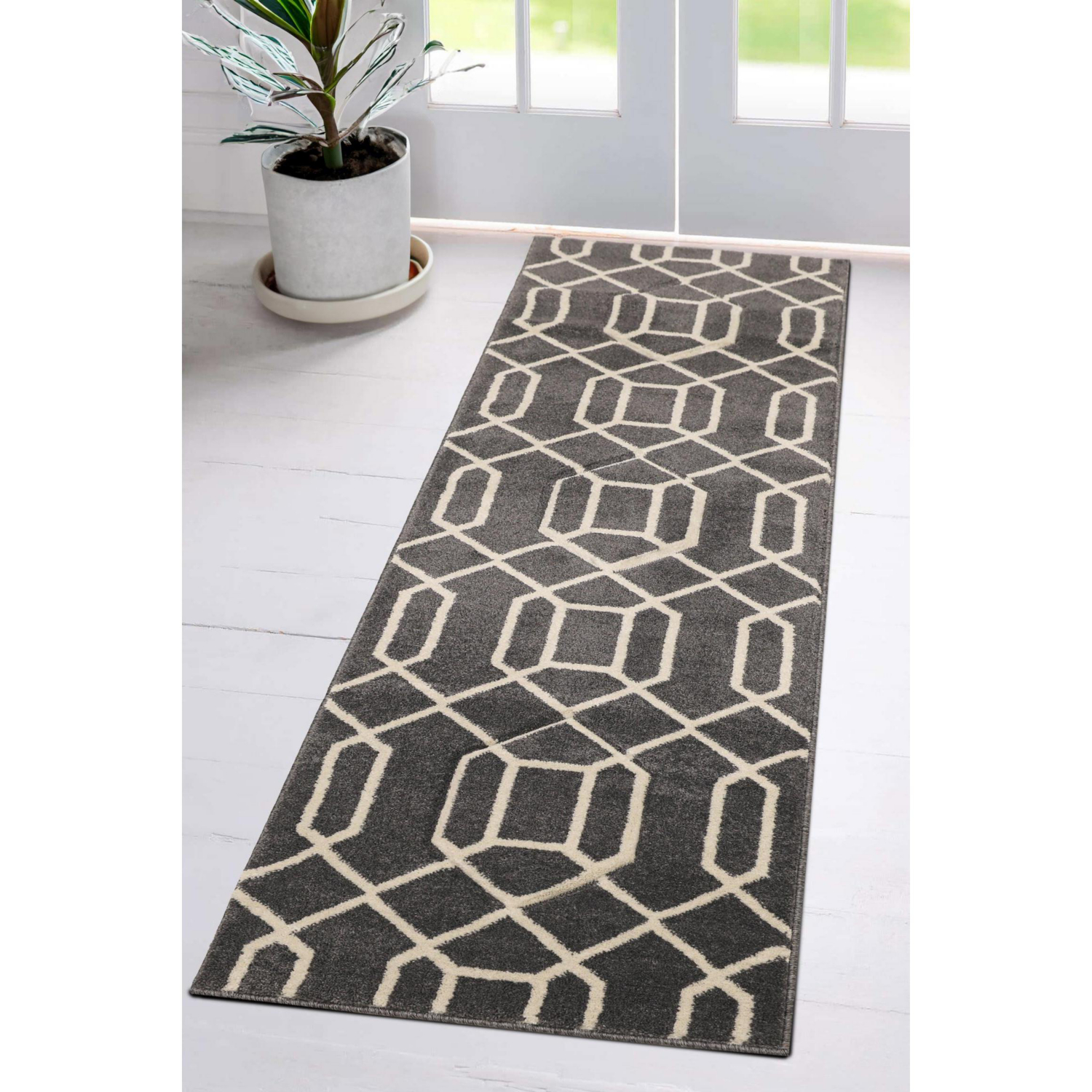 George Home Grey Maker Newport Lattice Runner
