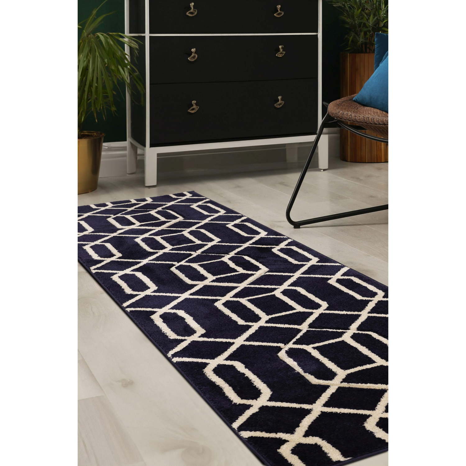 George Home Navy Maker Newport Lattice Runner