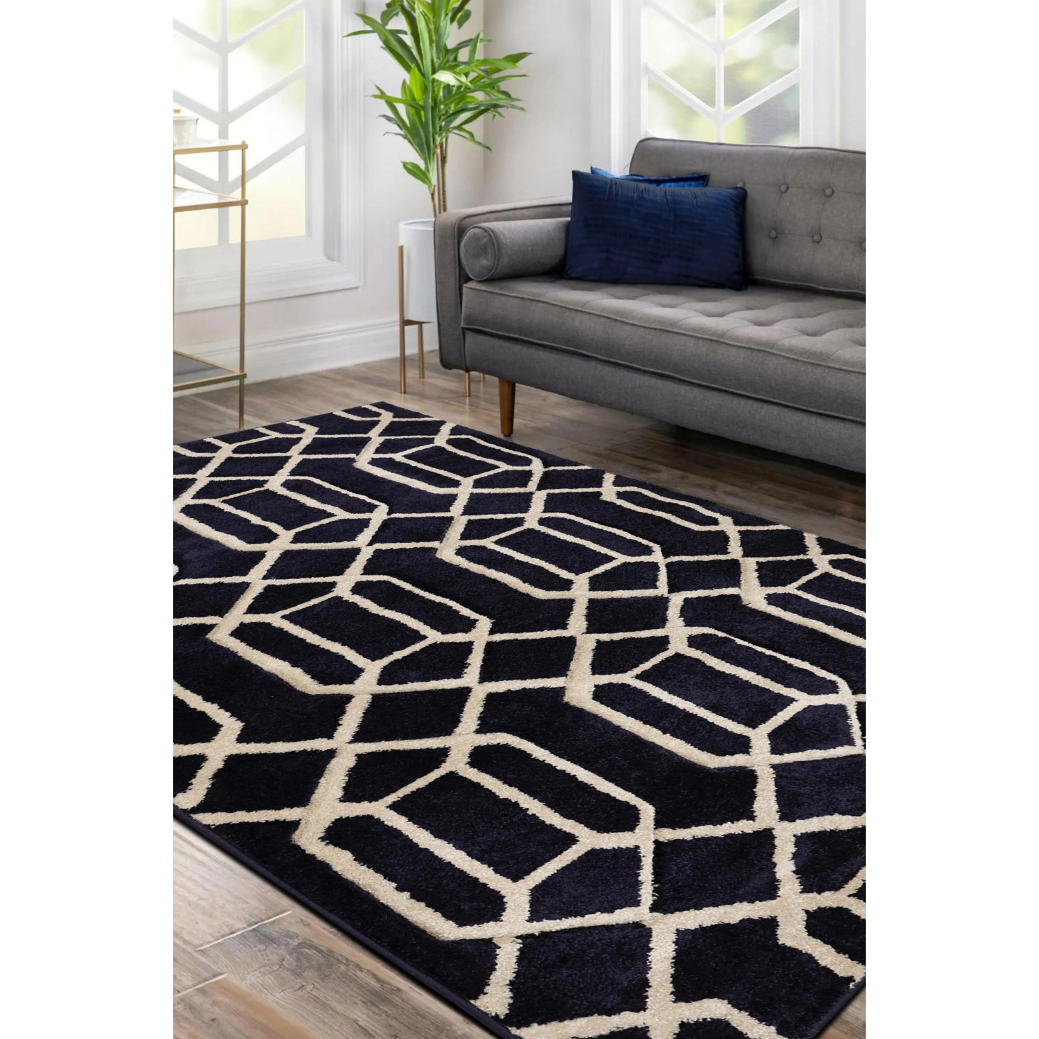 George Home Navy Maker Newport Lattice Rug