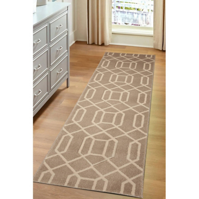 Homemaker Newport Lattice Natural 60X200Cm Rug, Brown