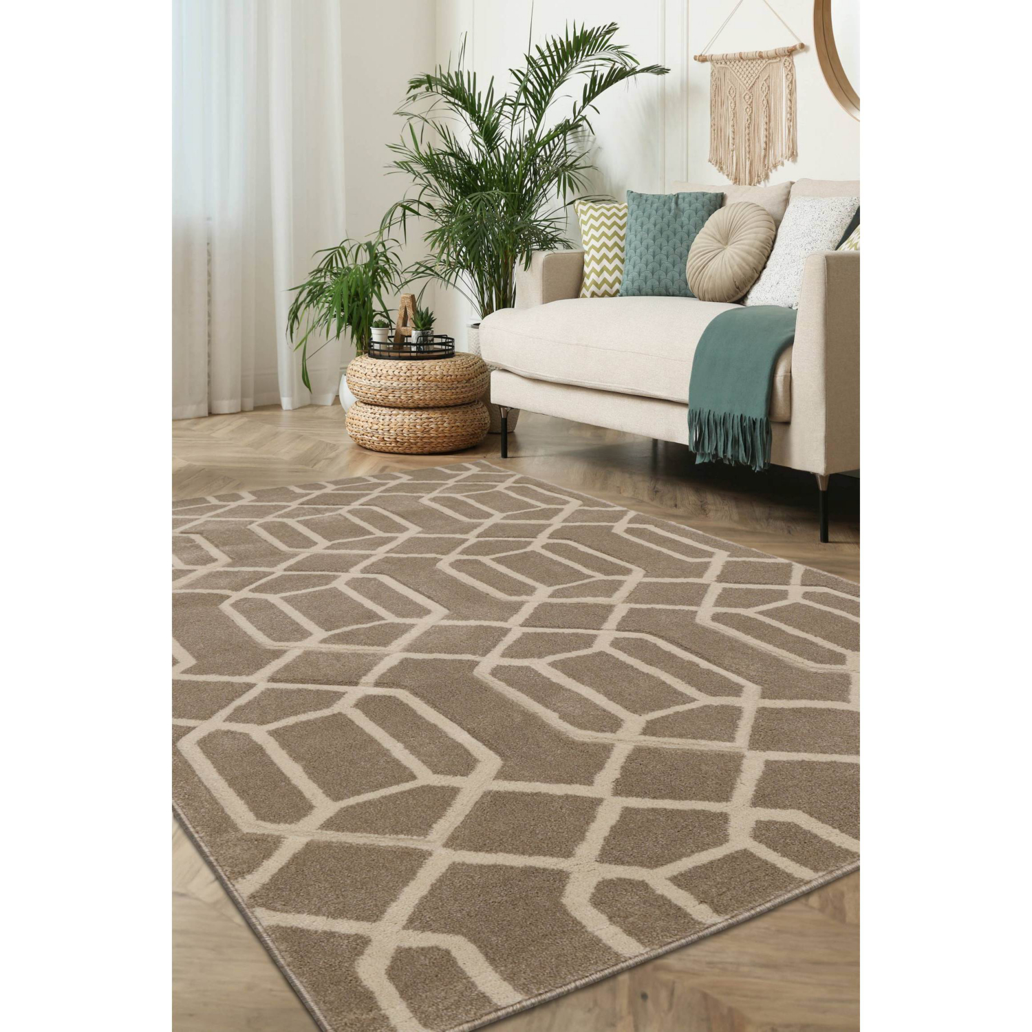 George Home Natural Maker Newport Lattice Rug