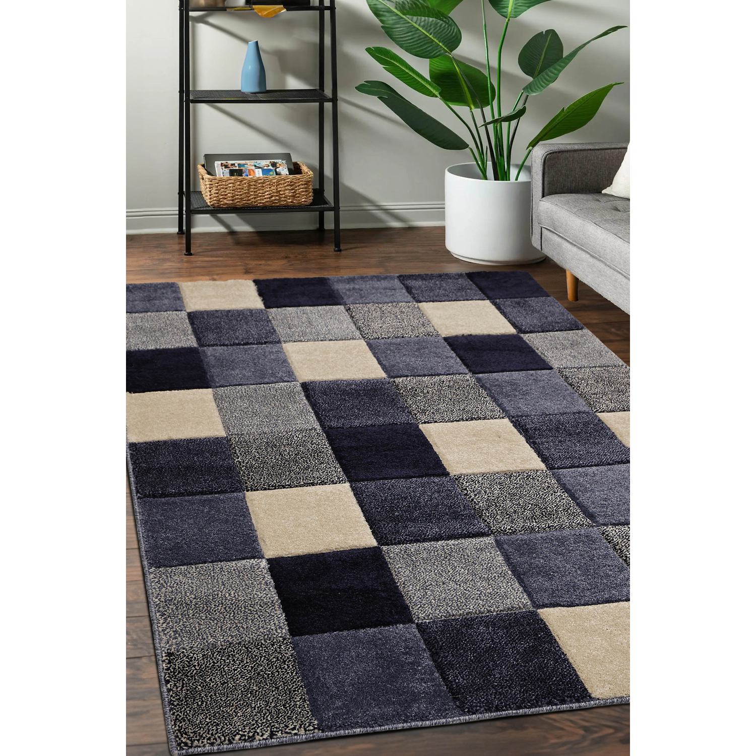 George Home Blue Maker Newport Blocks Rug