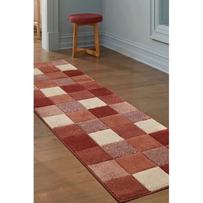 Homemaker Newport Blocks Terra 60X200Cm Rug, Orange