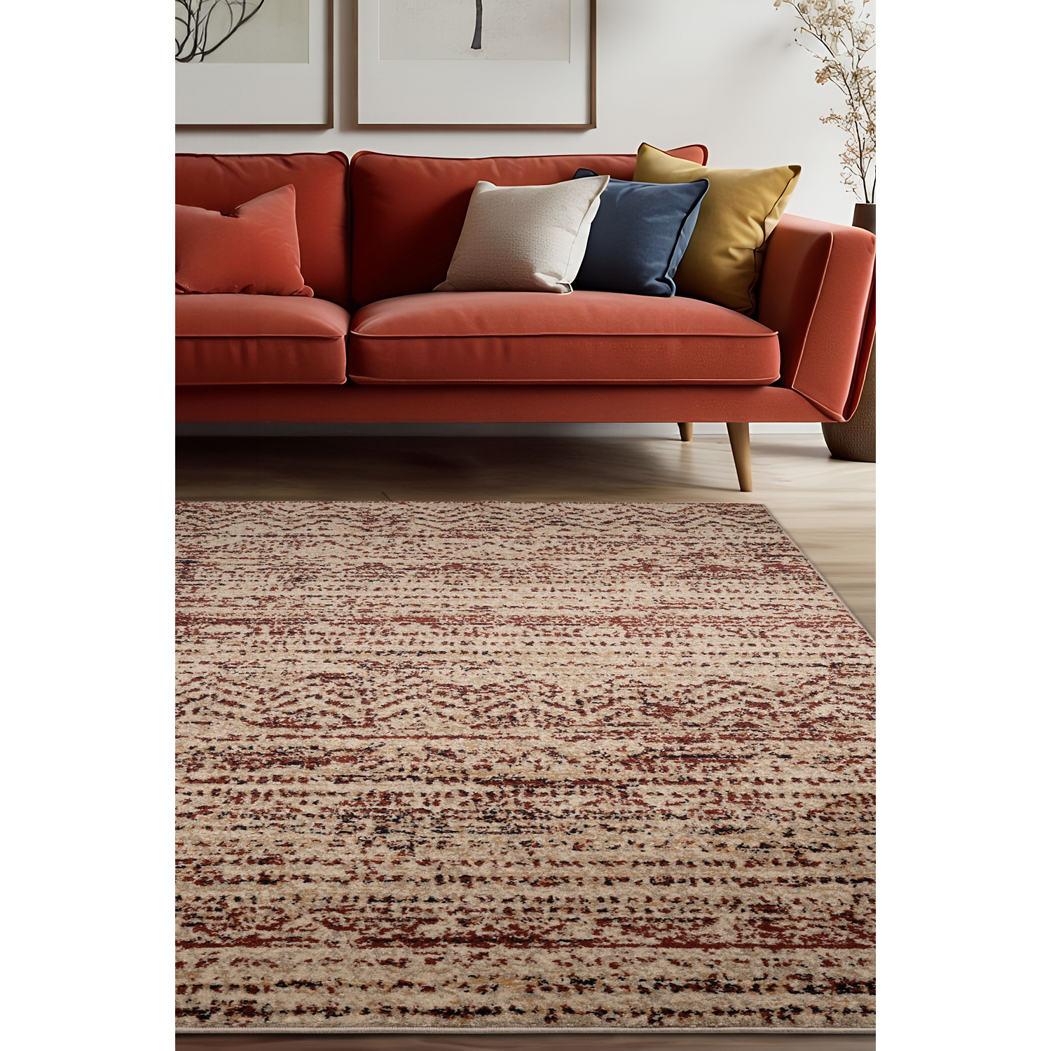 George Home Burgundy Maker Freya Zigzag Rug