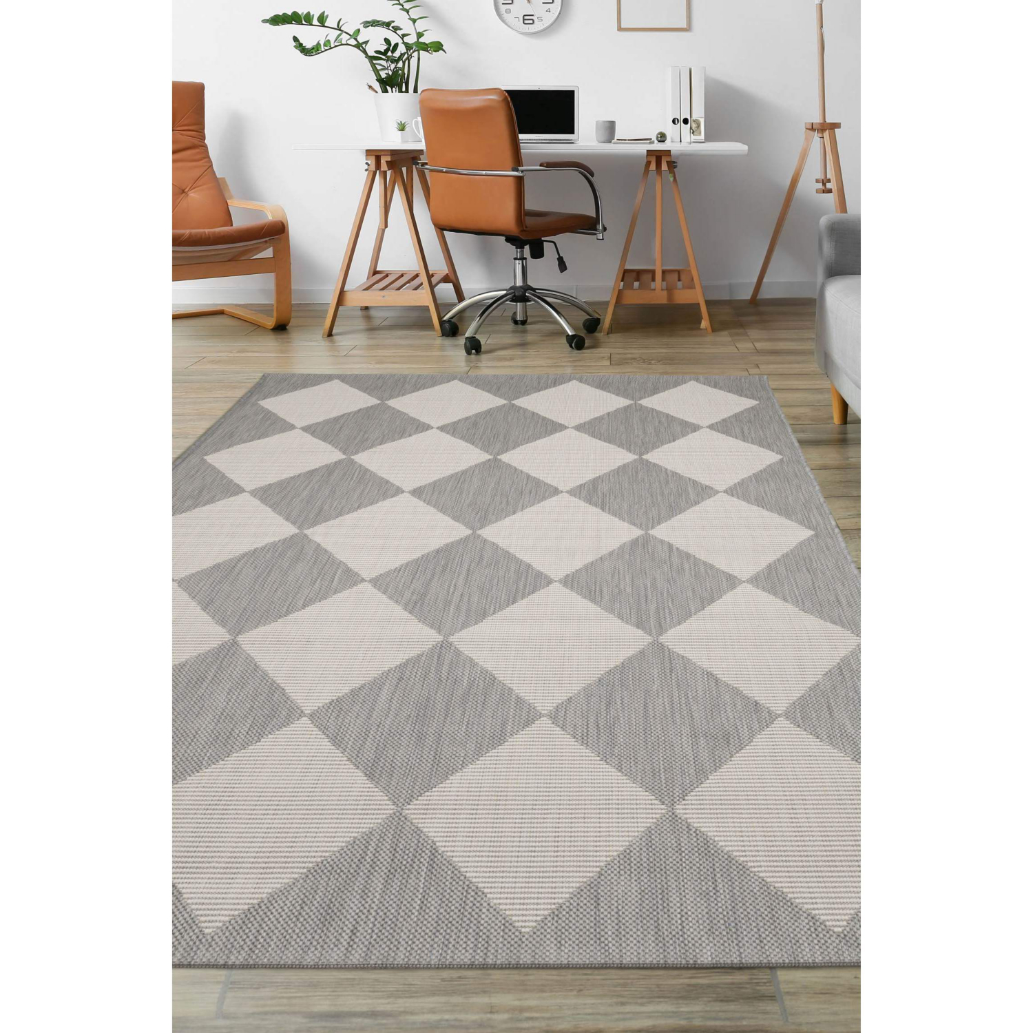 George Home Grey Maker Outdoor Harlequin Rug