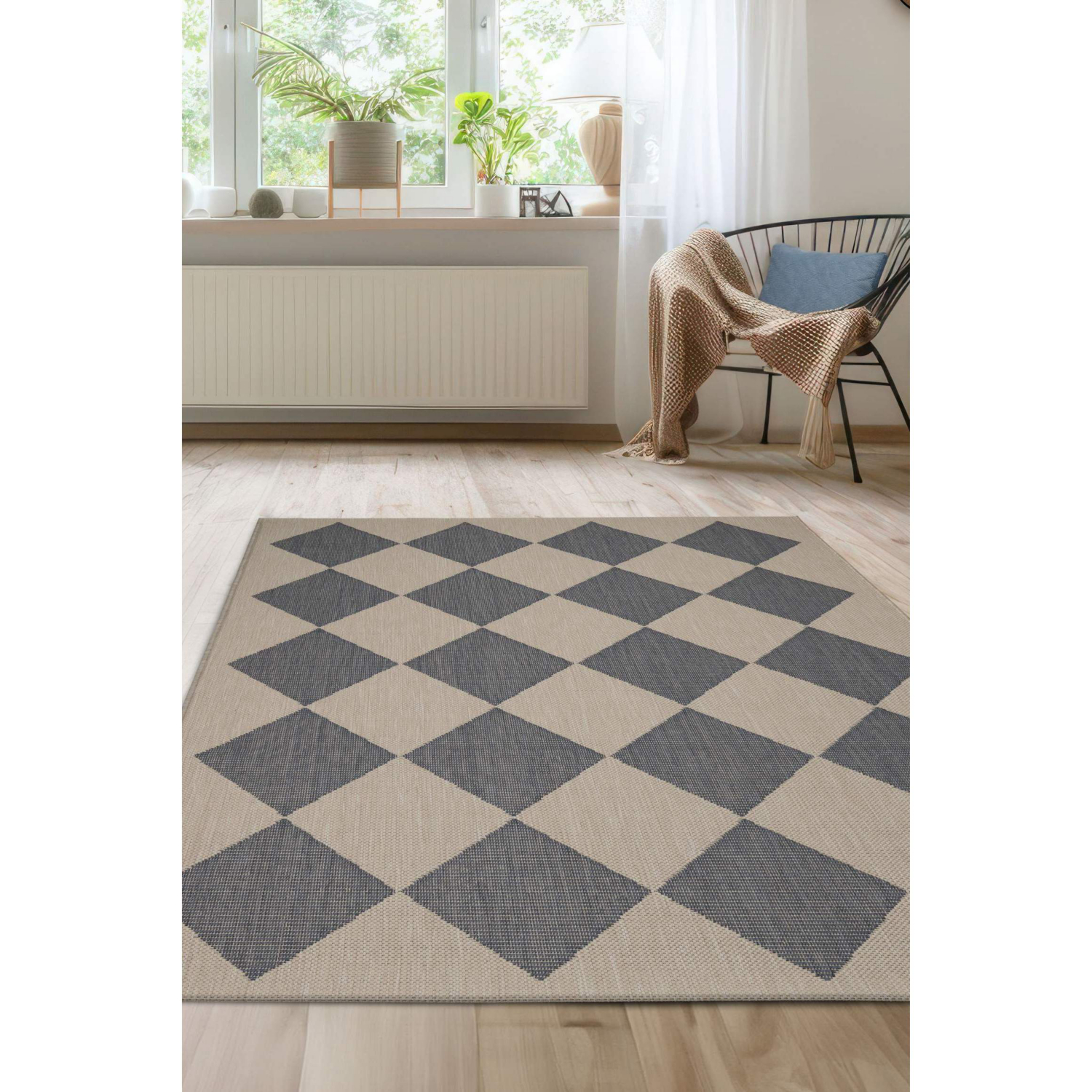 George Home Blue Maker Outdoor Harlequin Rug
