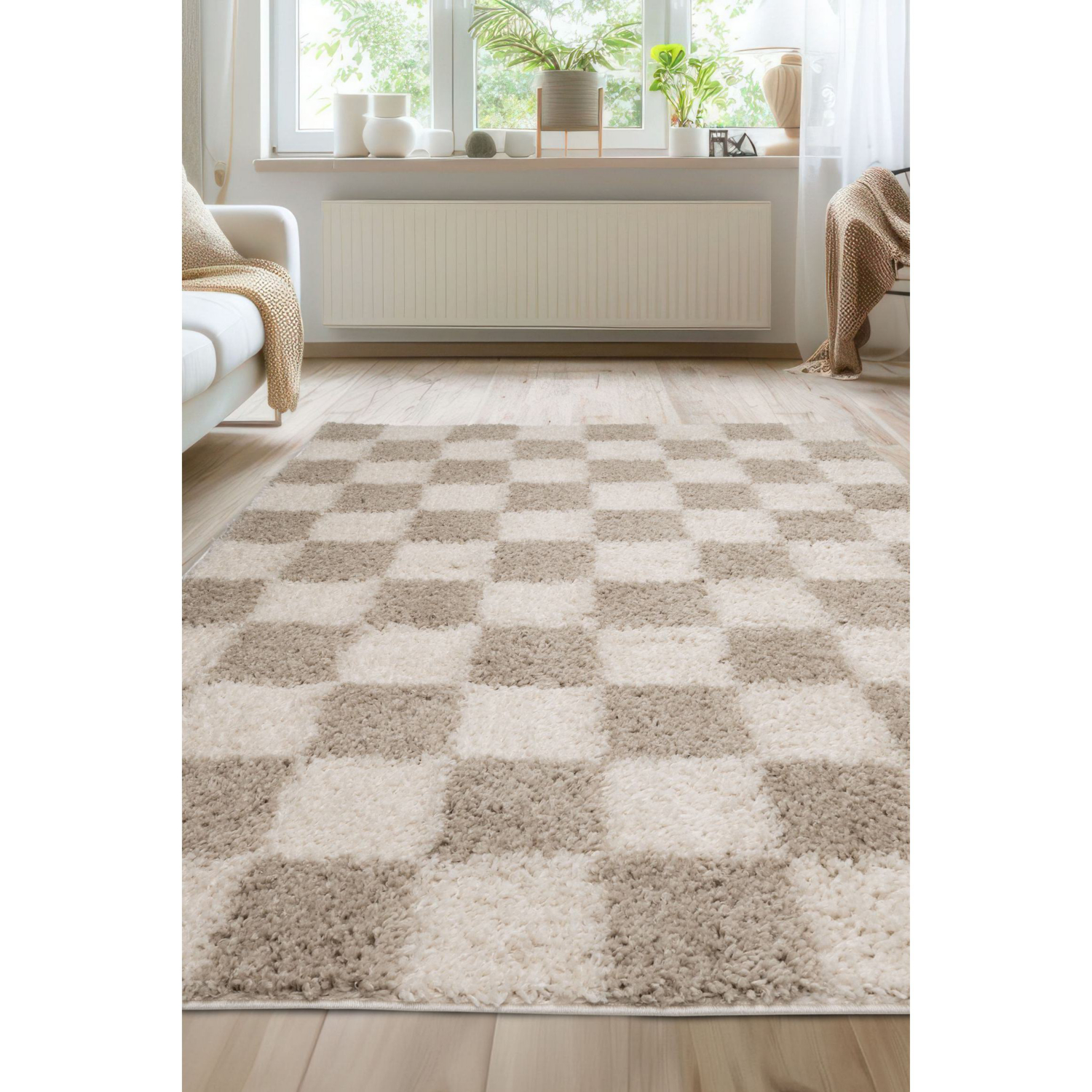 George Home Natural Maker Snug Checkerboard Rug