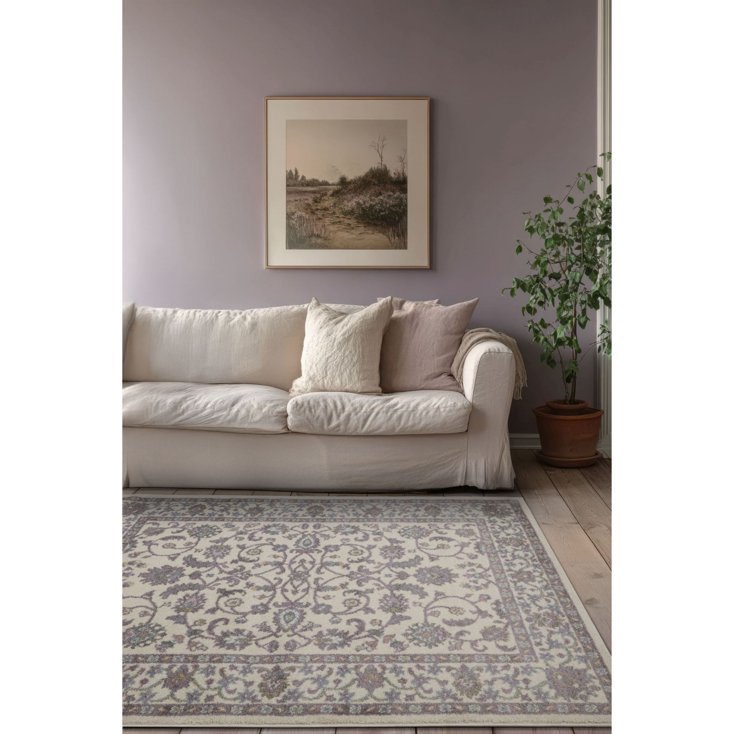 George Home Ivory Maker Vision Traditional Border Rug