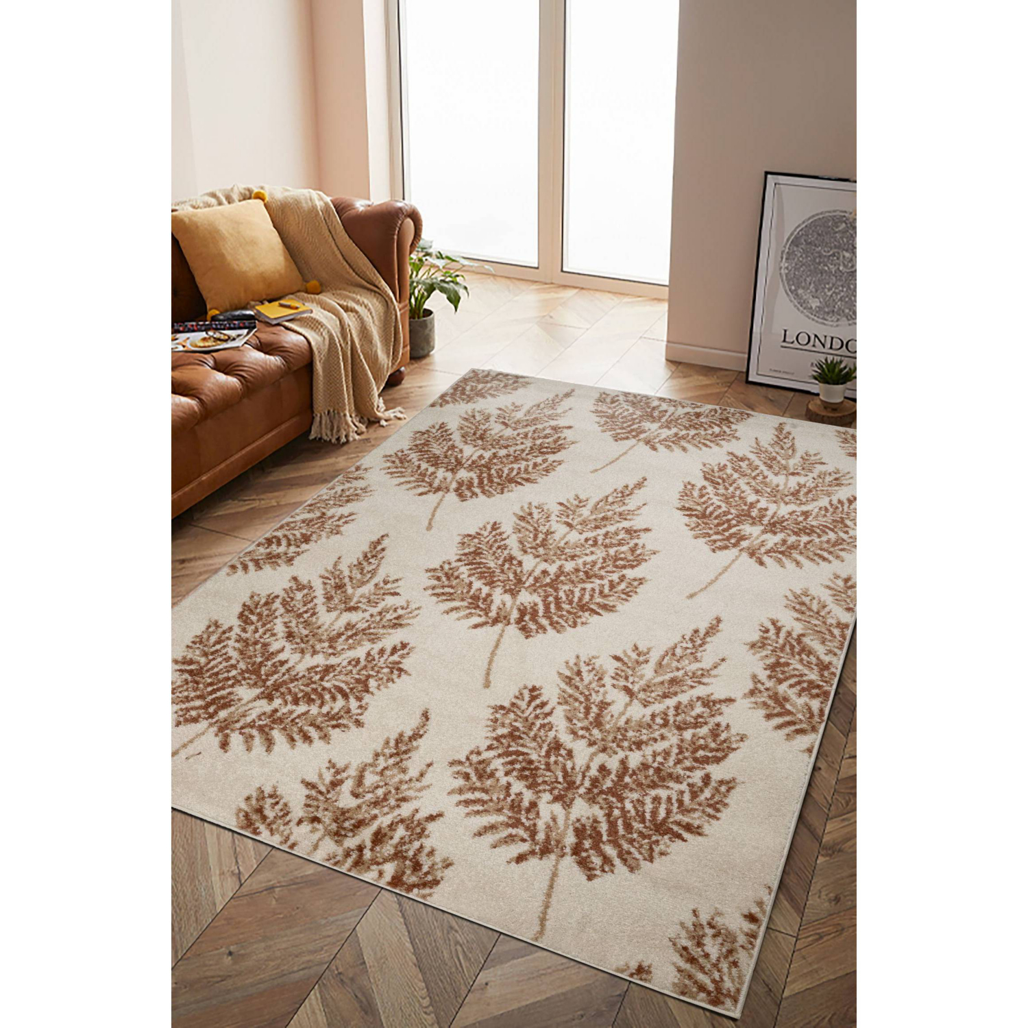 George Home Terracotta Maker Vision Fern Leaf Rug