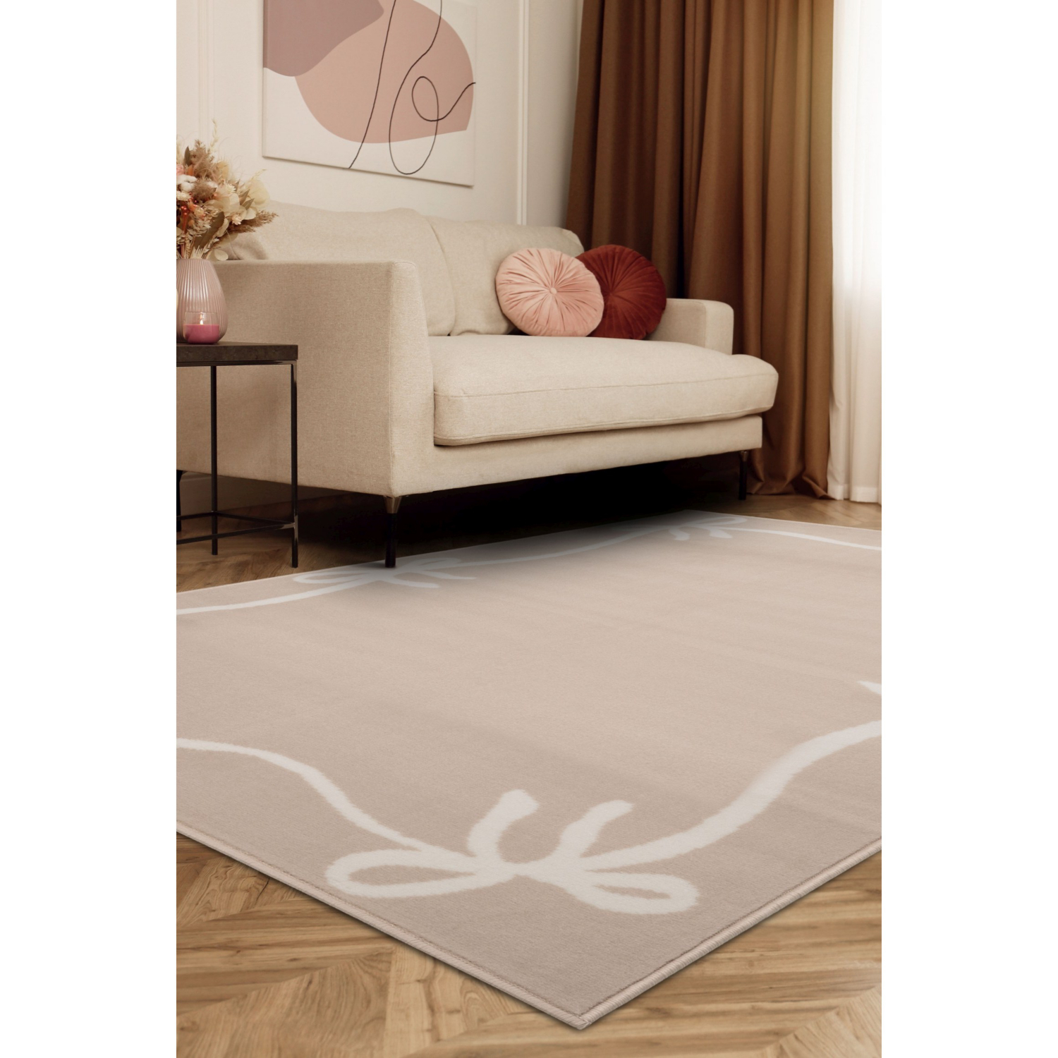George Home Natural Maker Bow Border Rug